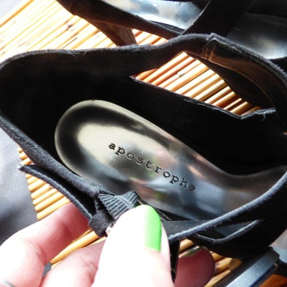 APOSTROPHE ALICIA GOTH WICCA BLACK OPEN TOE HEEL PLATFORM SHOES PEASANT 8.5 M - Picture 2 of 8